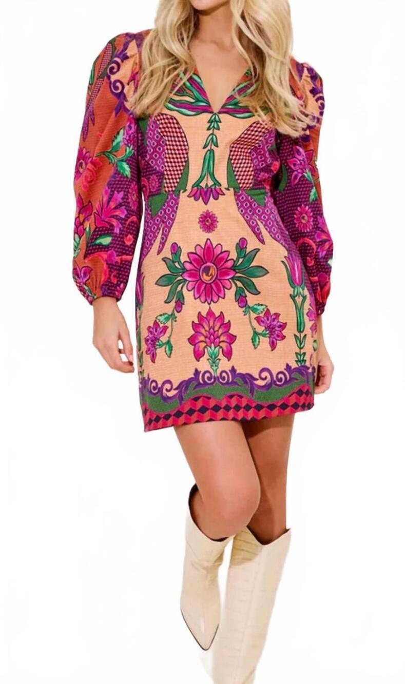 NEW ALDEN ADAIR vallie botanical mini dress in multicolor